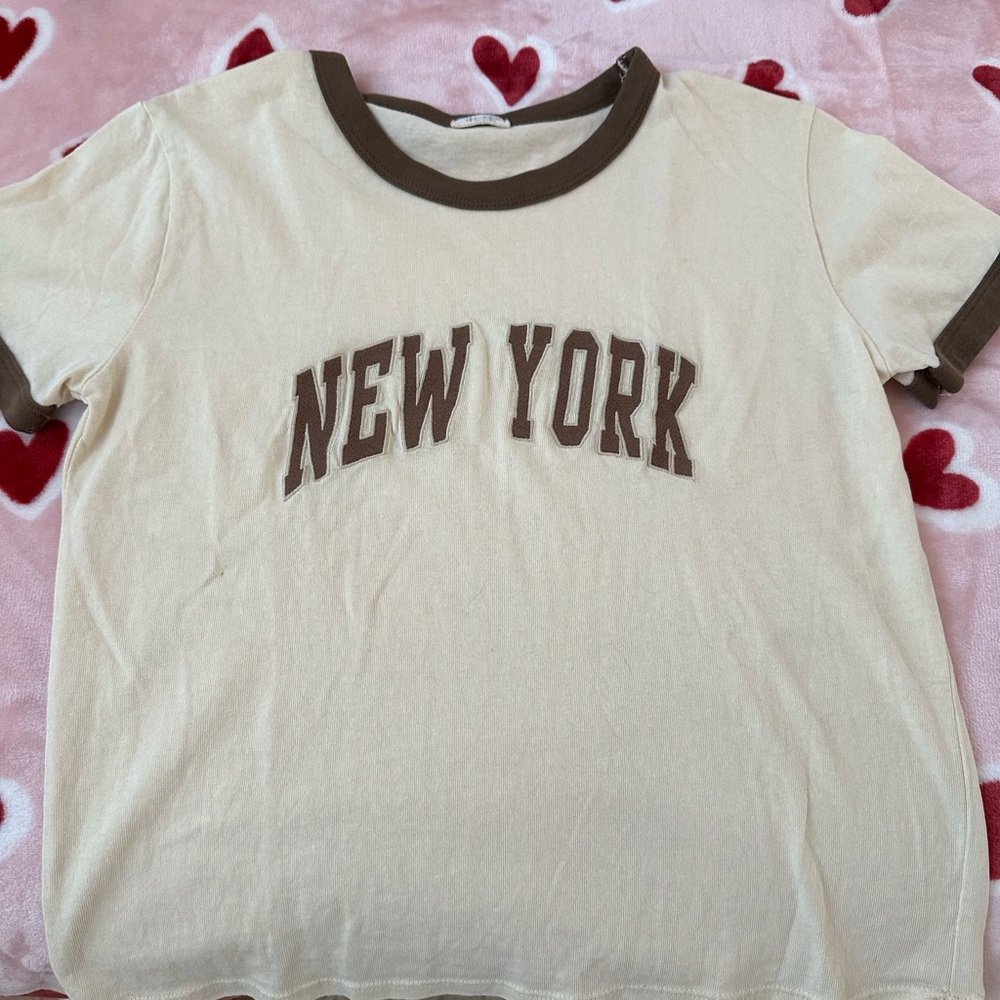 Cream and Brown 'New York' T-Shirt